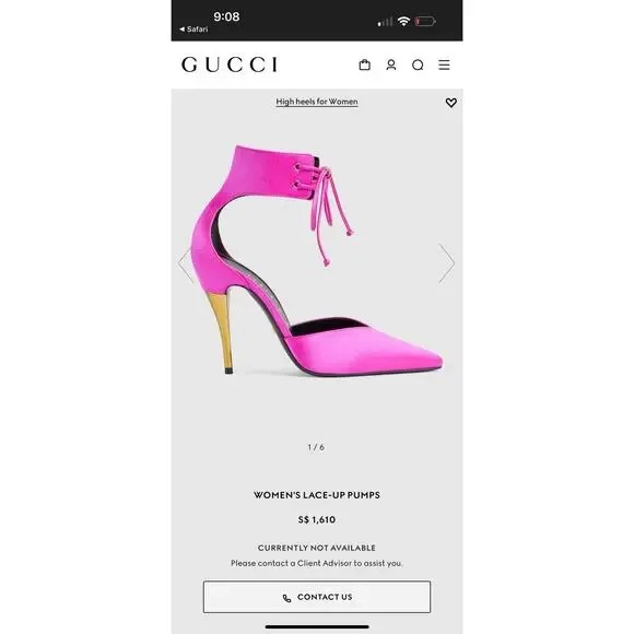 New GUCCI WOMEN'S HIGH HEEL PUMP In Fuchsia Satin retail $1050 - Picture 1 of 5
